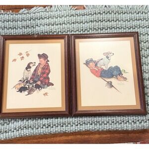 Norman Rockwell Framed Prints Lot Of 2 Boys Nursery Dog Precious Parenthood